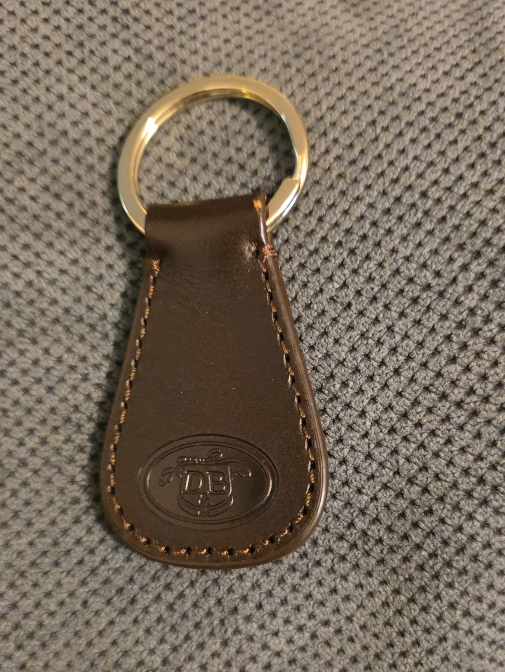 Dooney & Bourke Brown Leather Keyring with Embossed Logo